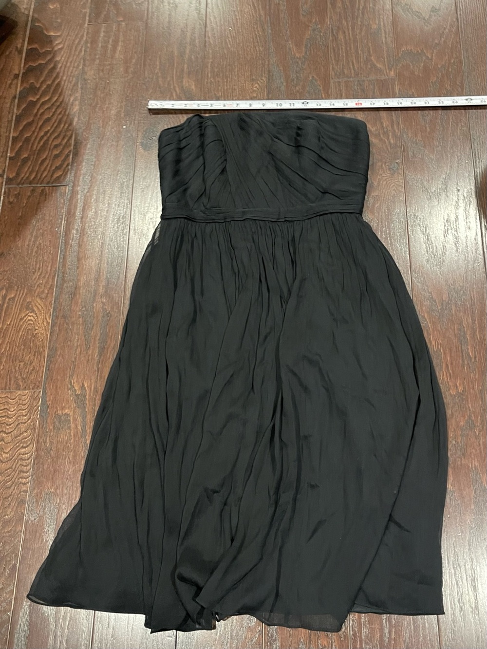 J. Crew 100% Silk Chiffon Strapless Dress Arabelle Black Cocktail Size 8 NEW